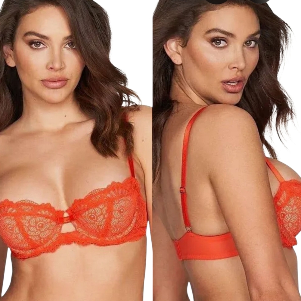 Frederick’s of Hollywood Cindy Lace Orange Balconette Bra‎ NEW